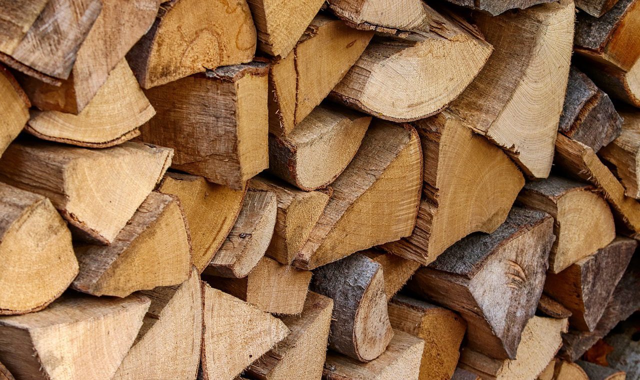 chopped wood split